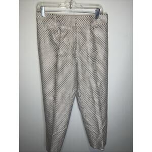 Carlisle Cropped Trousers White W Brown Printed Patterned Short Pant Size 8